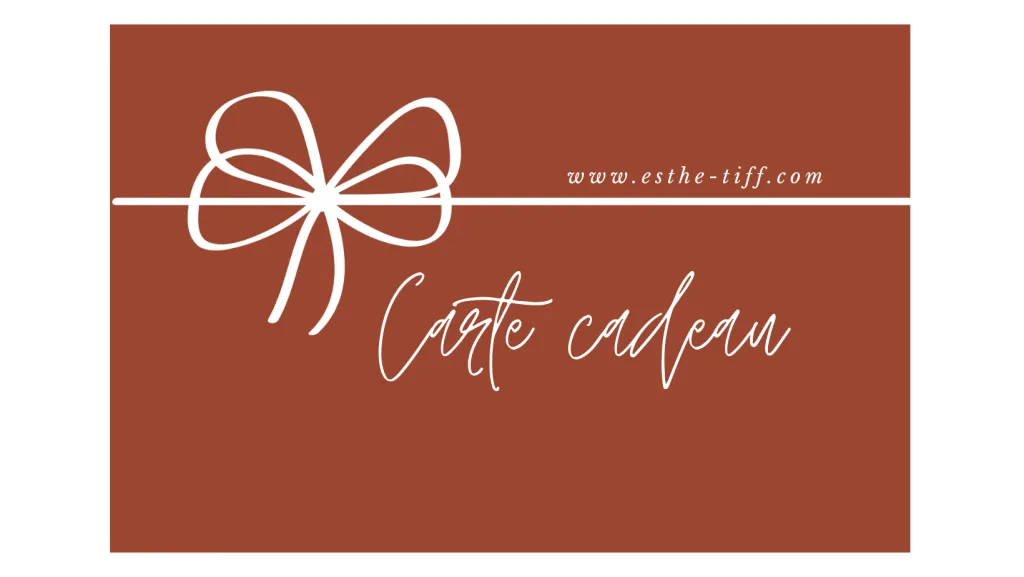 Carte cadeau Esthé-Tiff, nœud de ruban blanc sur fond terracotta